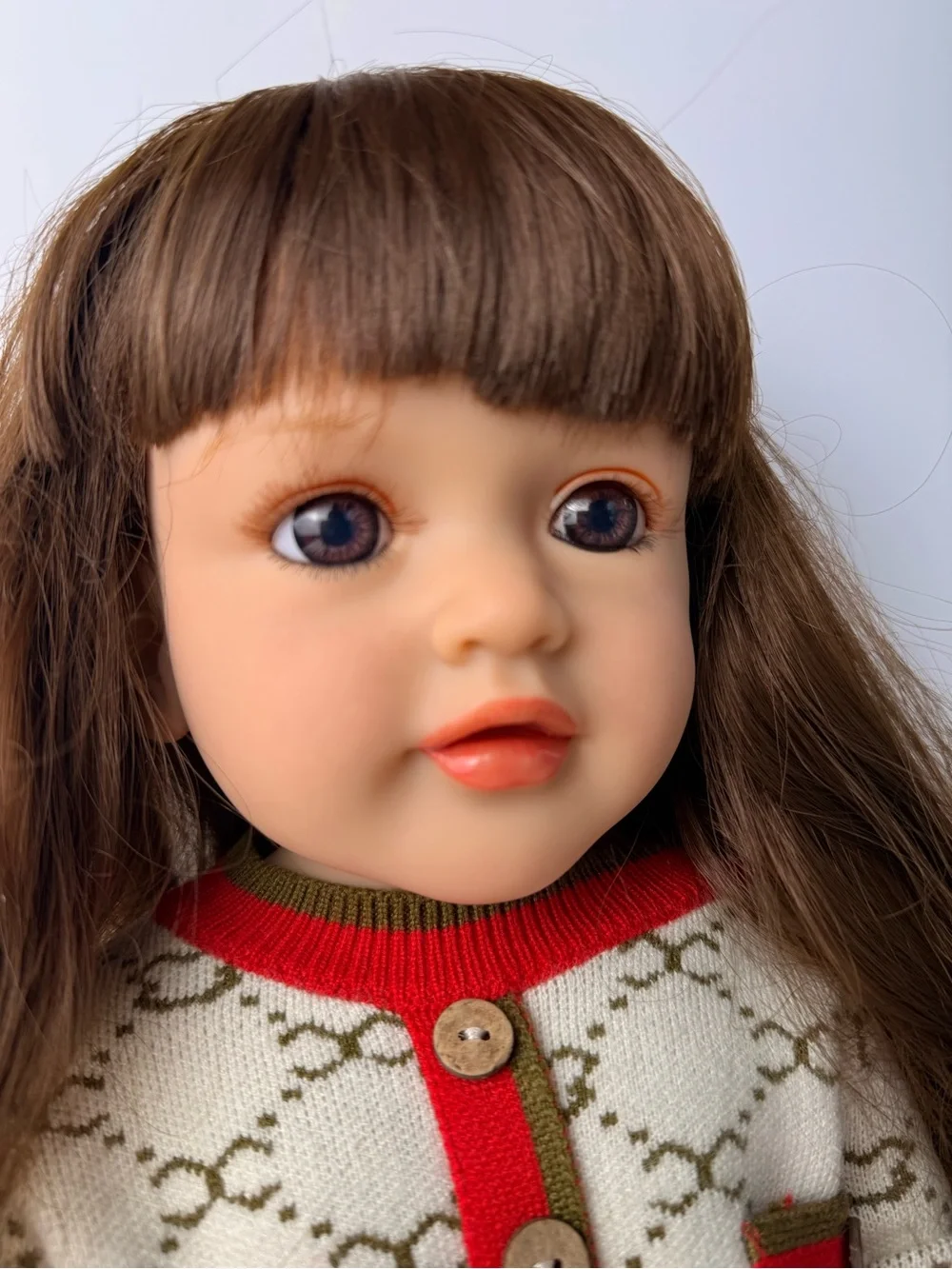 Lifelike Reborn Baby Girl Doll Long Brunette Hair Realistic
